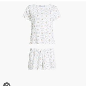 Hill House Floral Print Pajama Set - White and Pink